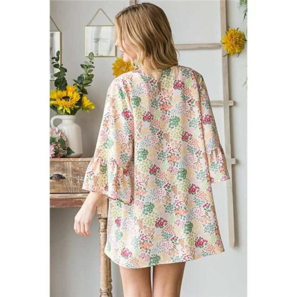 Heimish Full Size Multi Color Floral Open Cardigan Plus Size